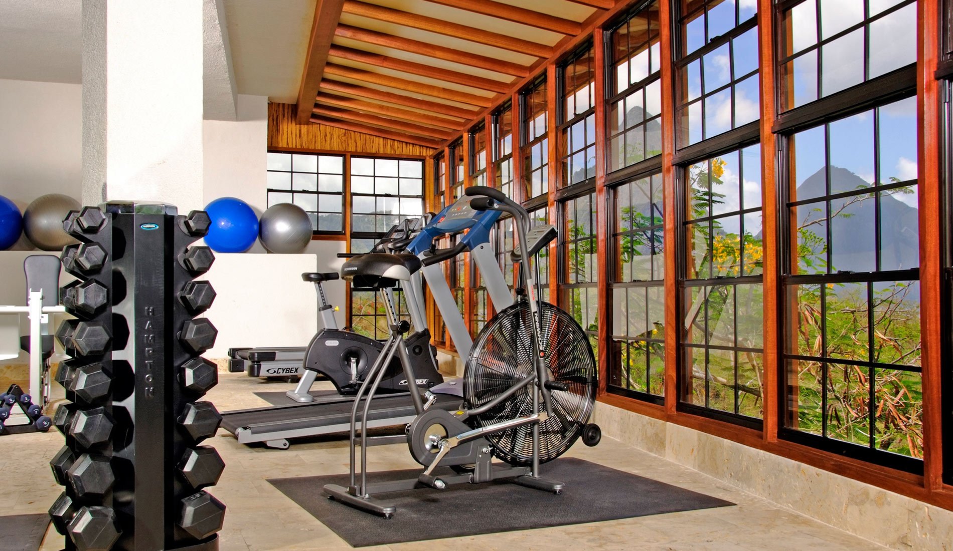 Hôtel de luxe Jade Mountain resort 5* Sainte-Lucie caraïbes salle de sport fitness